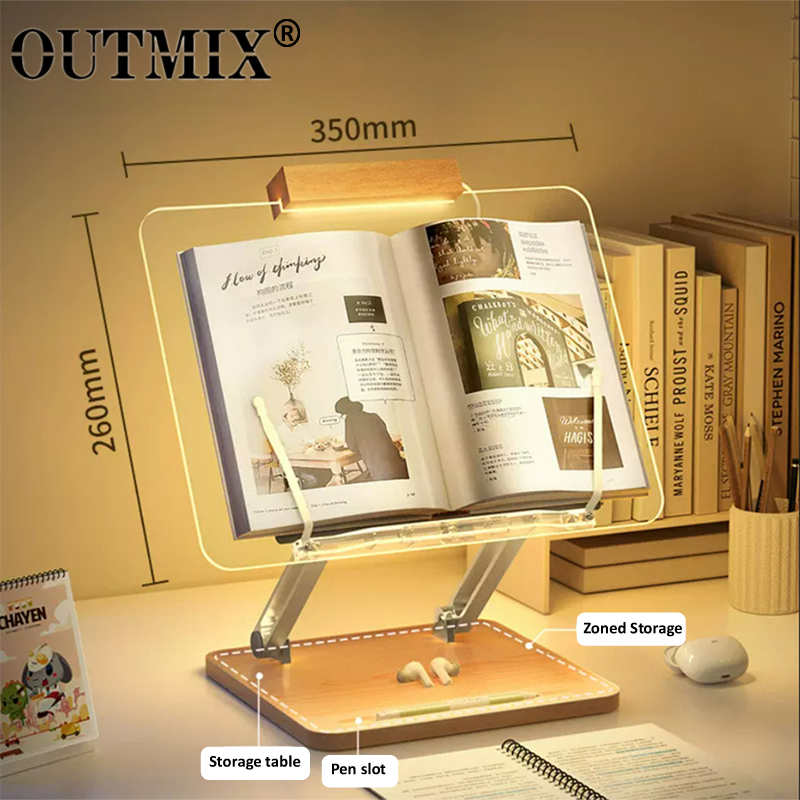 Useful Tablet Accessories - Wooden Reading Stand with Light Transparent